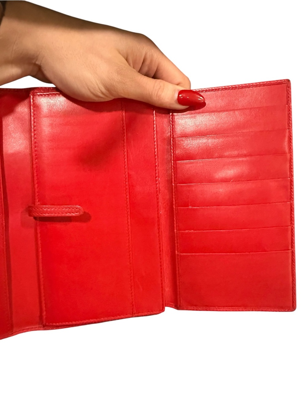 Vintage Gucci Red Leather GG Continental Wallet Clutch Kiss Lock Made in Italy - Picture 4 of 14